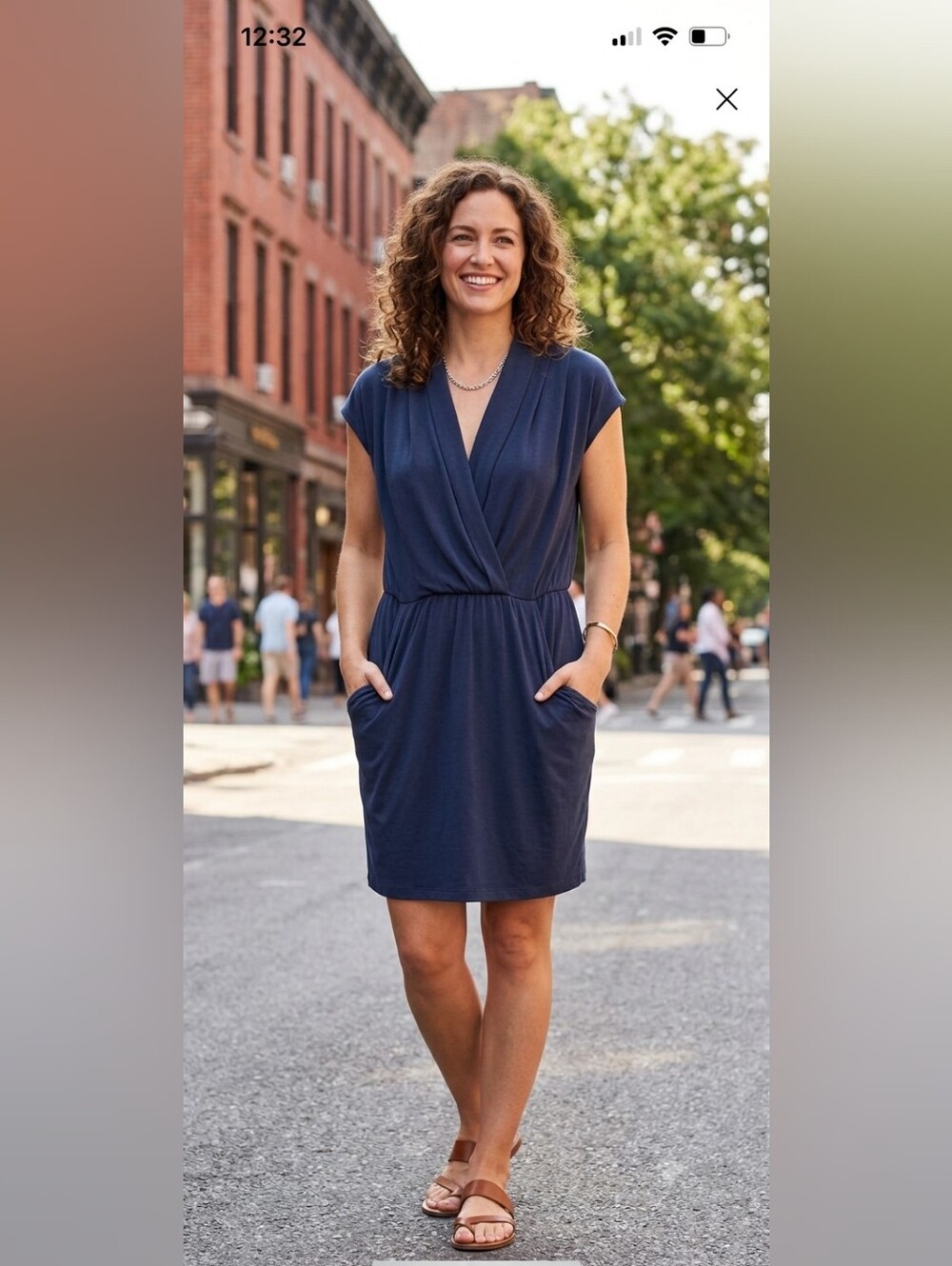 Sweet Storm Navy Drape Cap-Sleeve Mini Dress